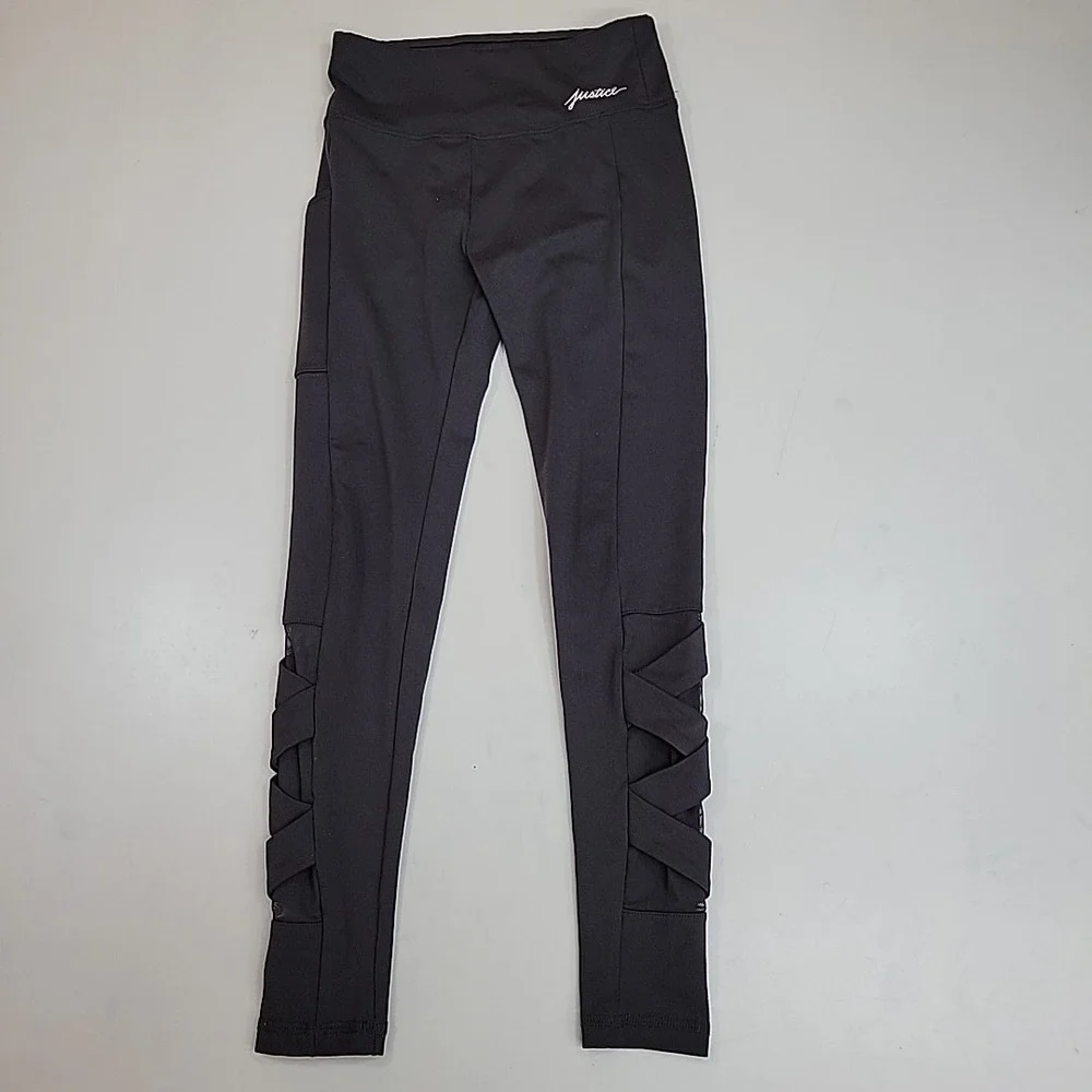 Justice Girls Leggings Yoga Pants Size 8 Workout Active Wear Gray Trendy Preppy